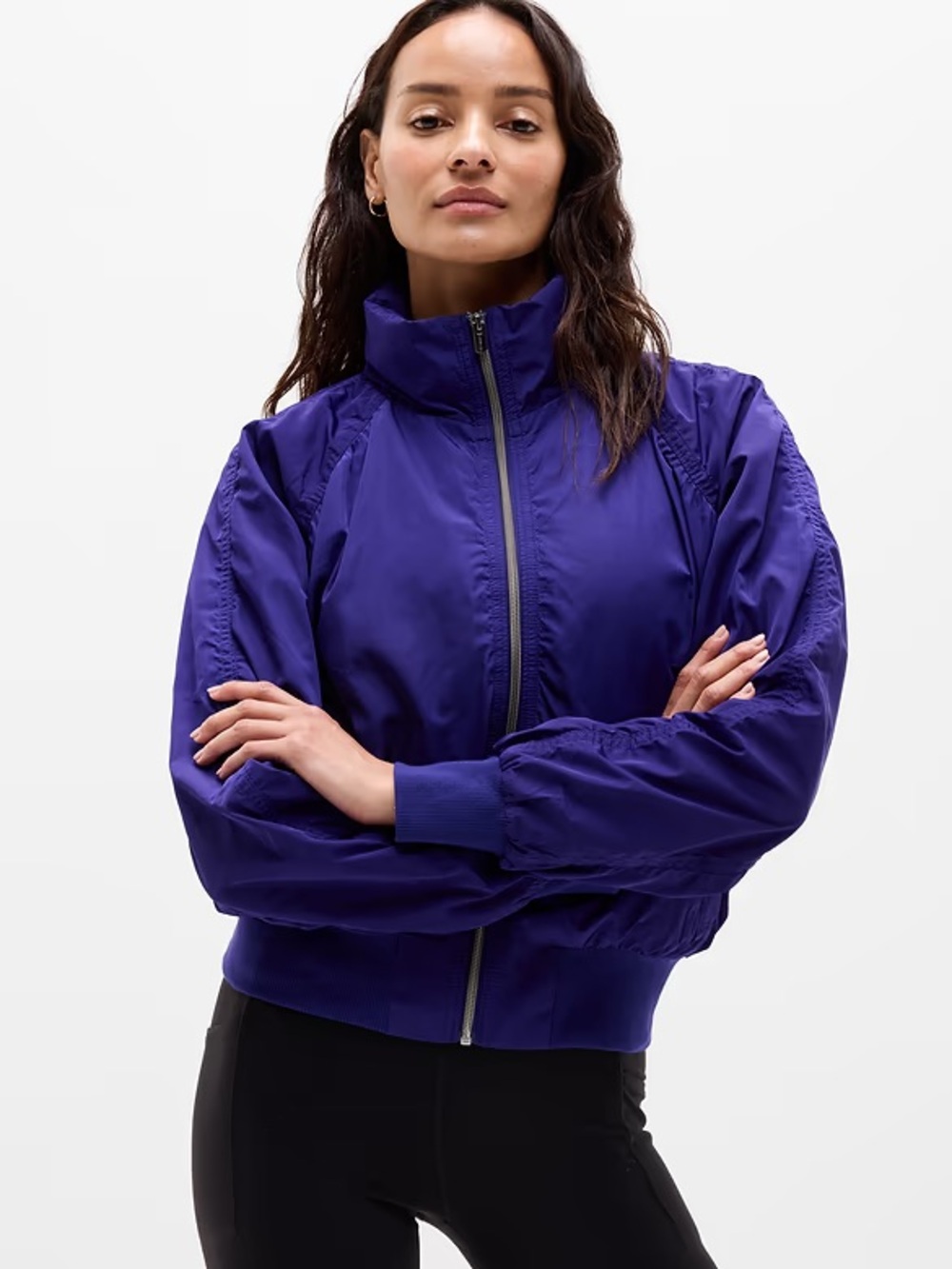 Athleta  “Jetset” Zip-Front Bomber Jacket in Deep Purple